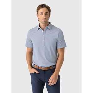 Criquet Performance Players Shirt Mens Large Blue Striped Pima Polo Stretch Golf